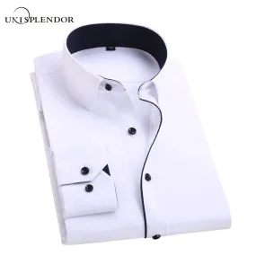 2018 Men's Wedding Shirt Long Sleeve Men Dress Shirt Business Solid Color Casual Shirts