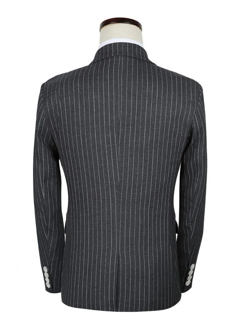 3-Piece Men's Suits Slim Fit 1-Button Suits Striped Suits