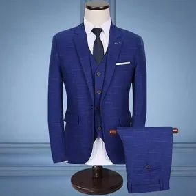 3-Piece Men's Suits Slim Fit 1-Button Suits Striped