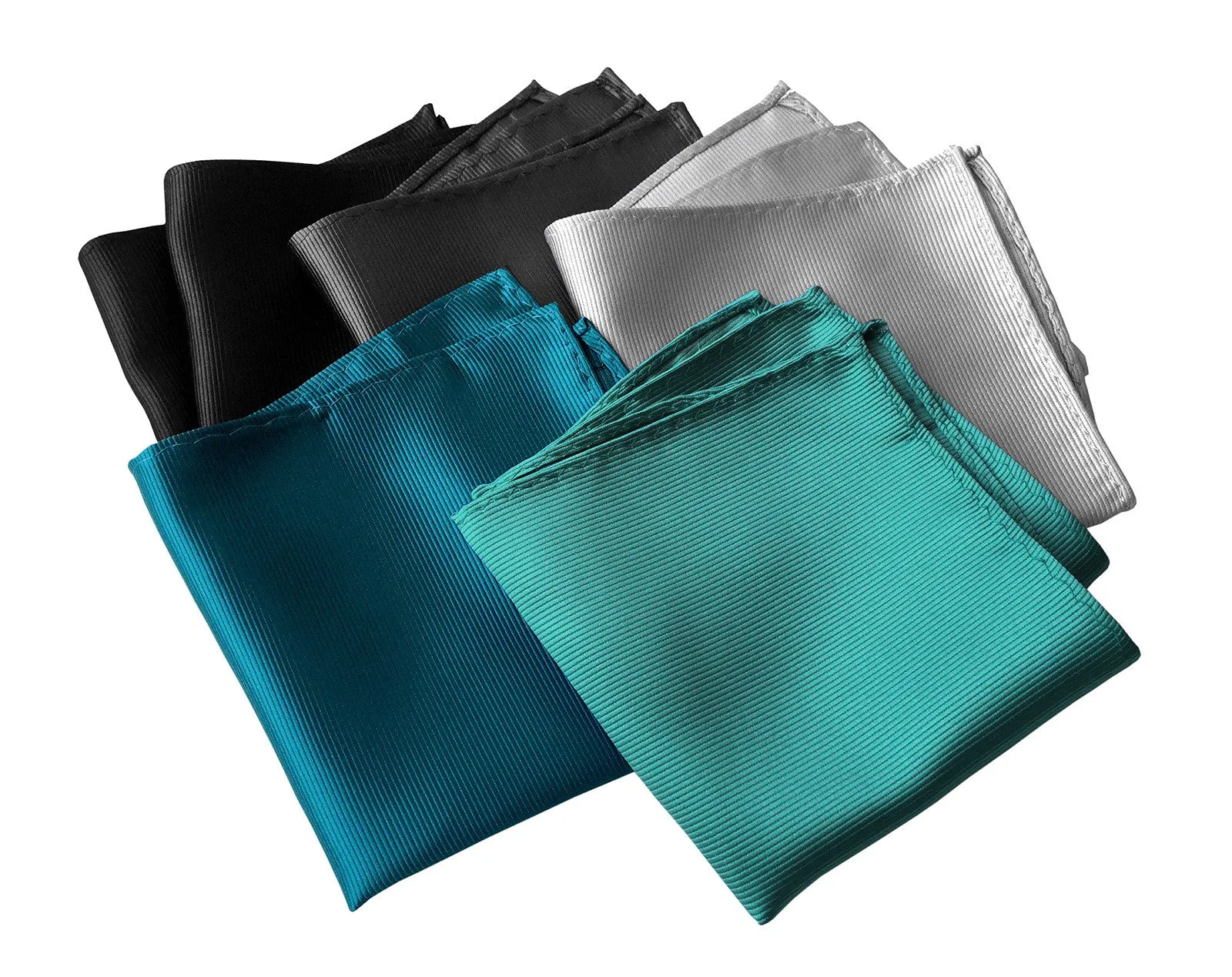 Aluminum Grey Pocket Square. Solid Color Fine-Stripe, No Print