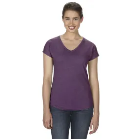 Anvil Women's Heather Aubergine Triblend V-Neck T-Shirt
