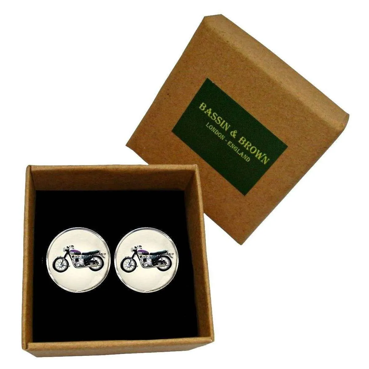 Bassin and Brown Motorbike Cufflinks - Black/White