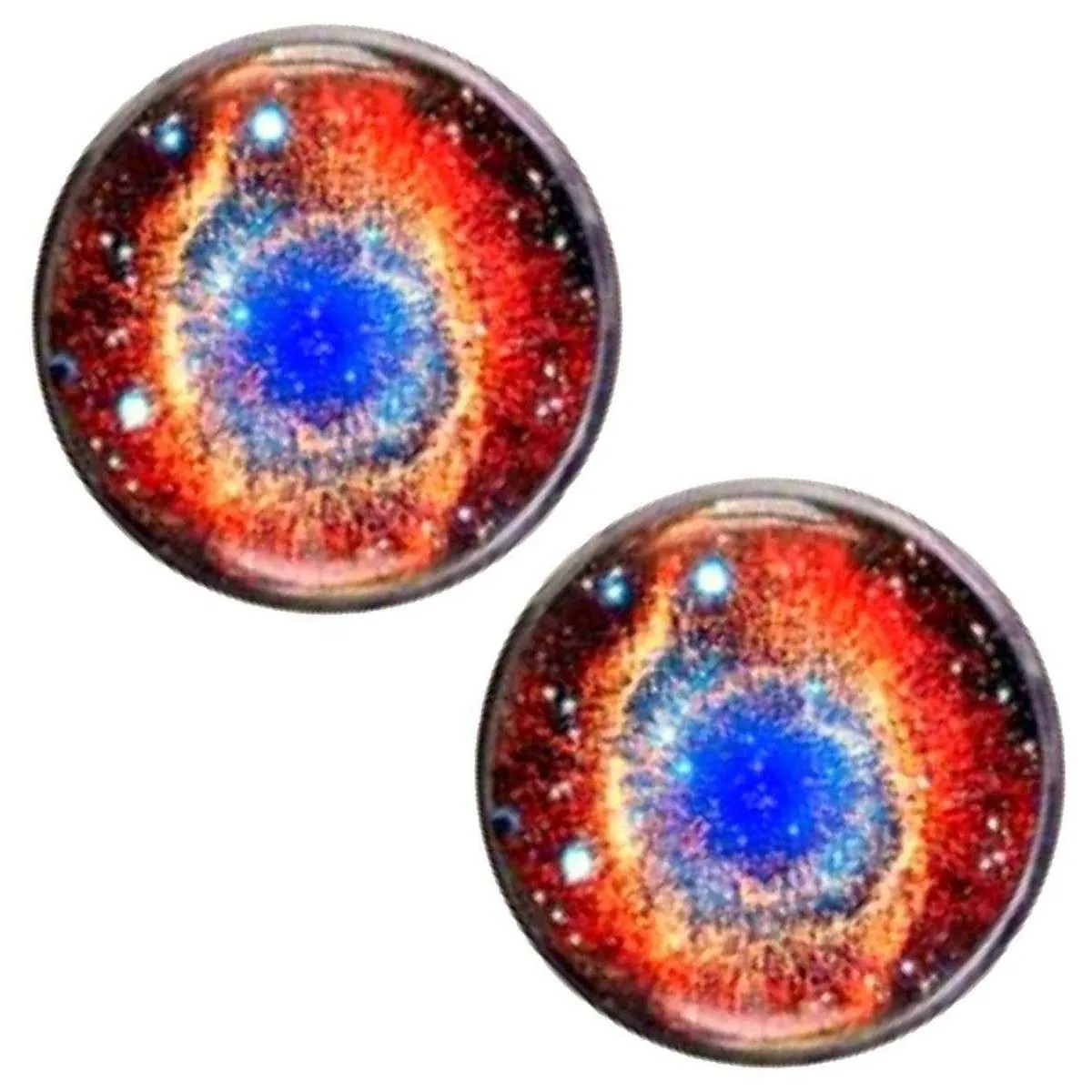 Bassin and Brown Ring Nebula Cabachon Cufflinks - Orange/Blue