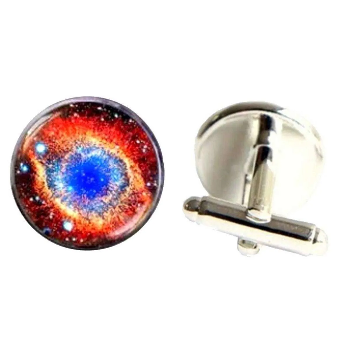Bassin and Brown Ring Nebula Cabachon Cufflinks - Orange/Blue