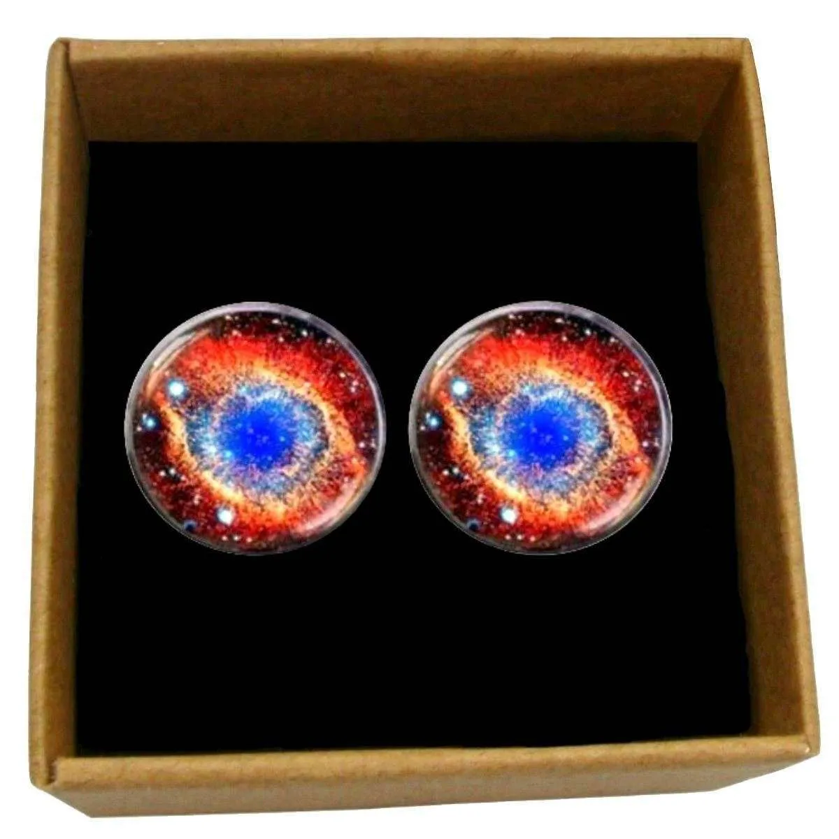 Bassin and Brown Ring Nebula Cabachon Cufflinks - Orange/Blue
