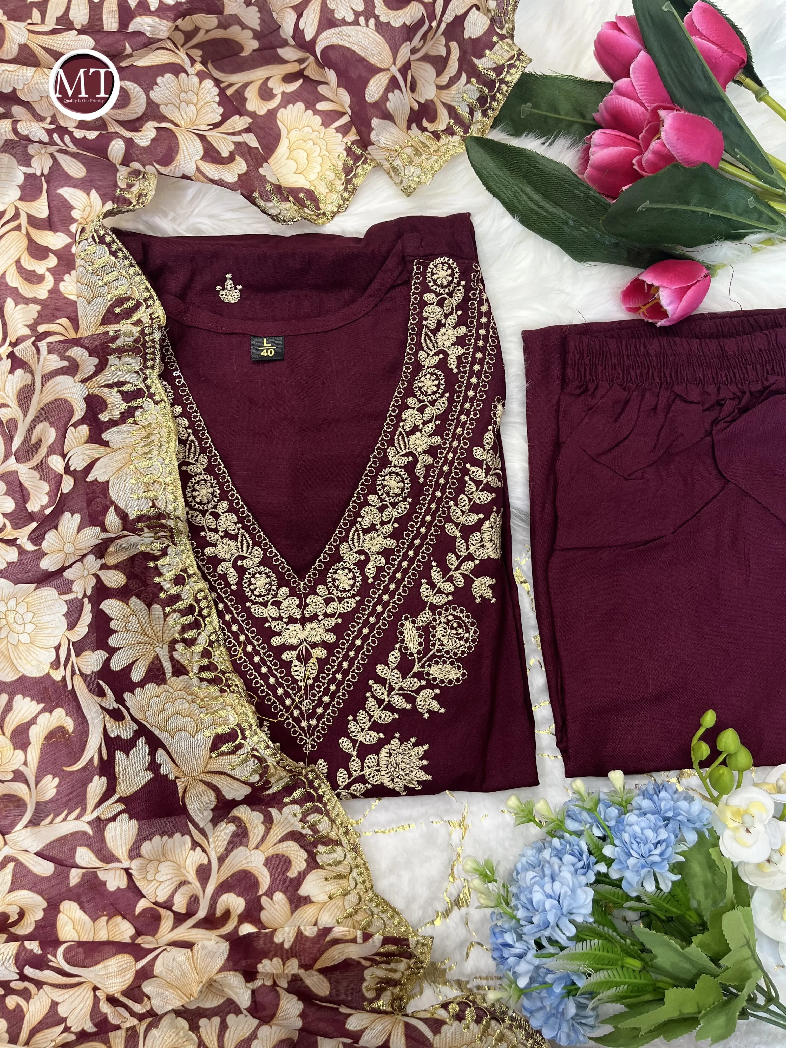 Beautiful Designer Afghani Orgenza Kurti Pant With Dupatta
