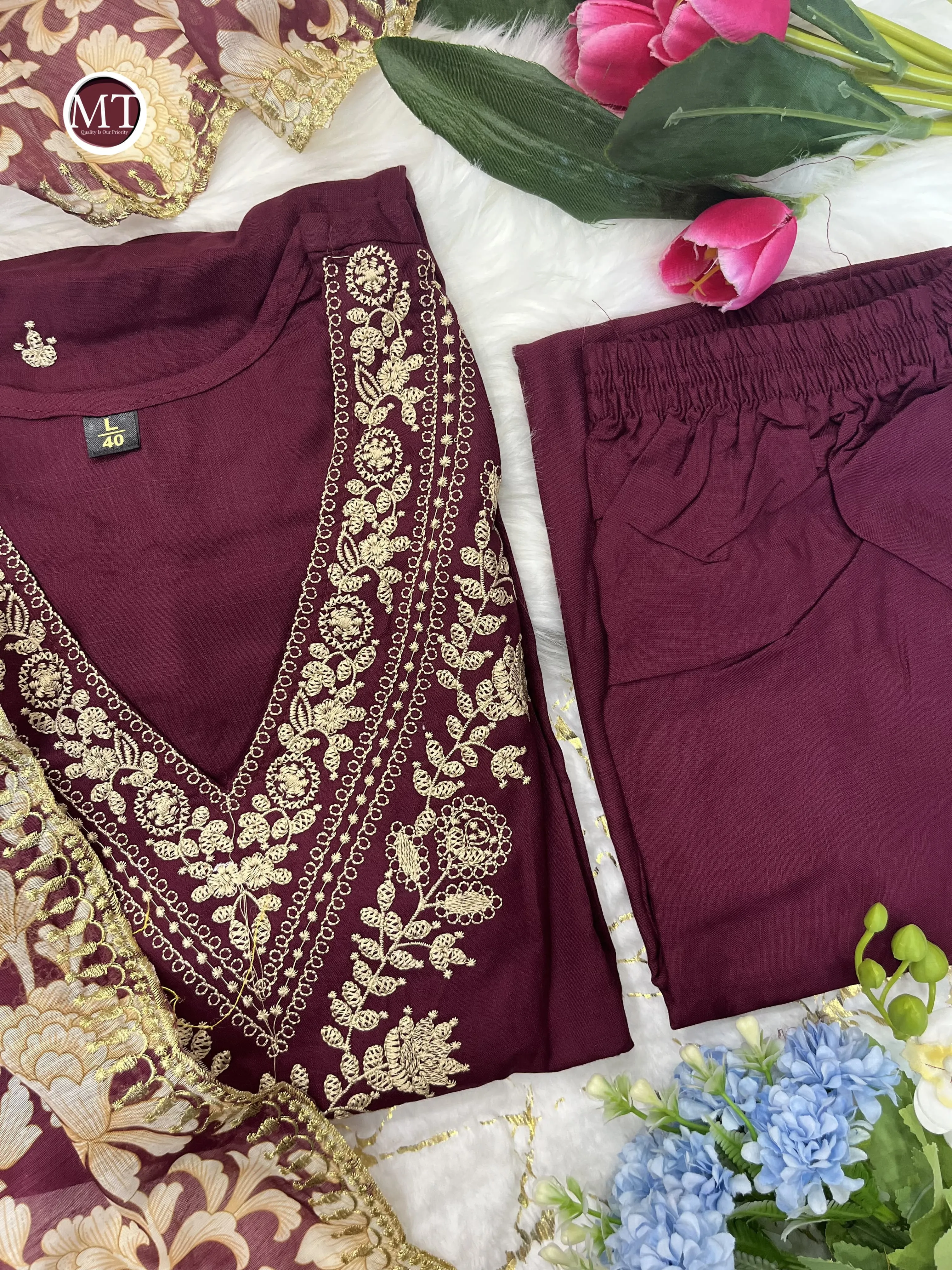 Beautiful Designer Afghani Orgenza Kurti Pant With Dupatta