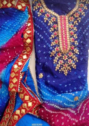 Beautiful Designer Rajasthani Bandhej Gotta Patti Salwar Suit