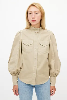 Beige Contrast Stitch Shirt