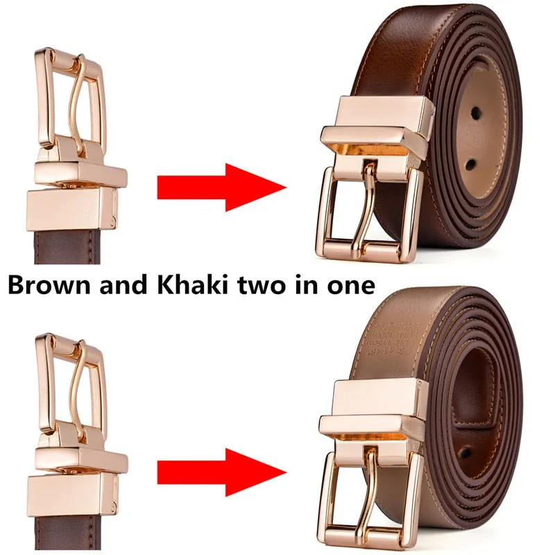 BELTOX Design Collection Men's Fashion 100% Genuine Leather Brown & Black Tone Belts