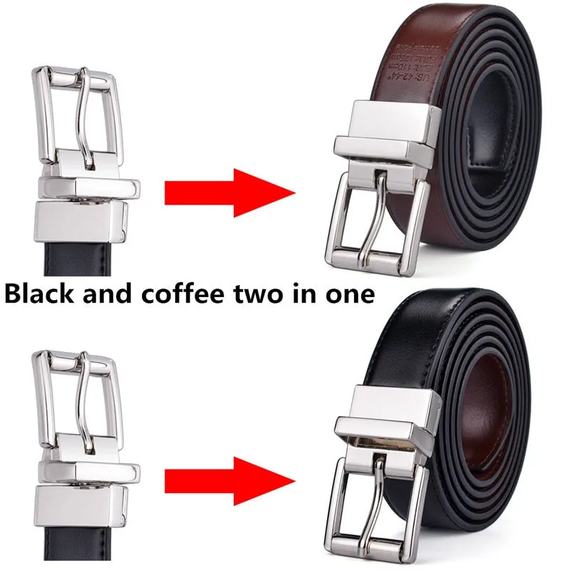 BELTOX Design Collection Men's Fashion 100% Genuine Leather Brown & Black Tone Belts