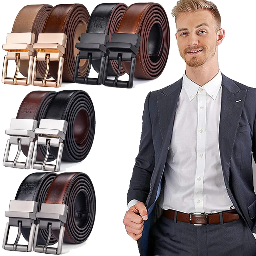 BELTOX Design Collection Men's Fashion 100% Genuine Leather Brown & Black Tone Belts