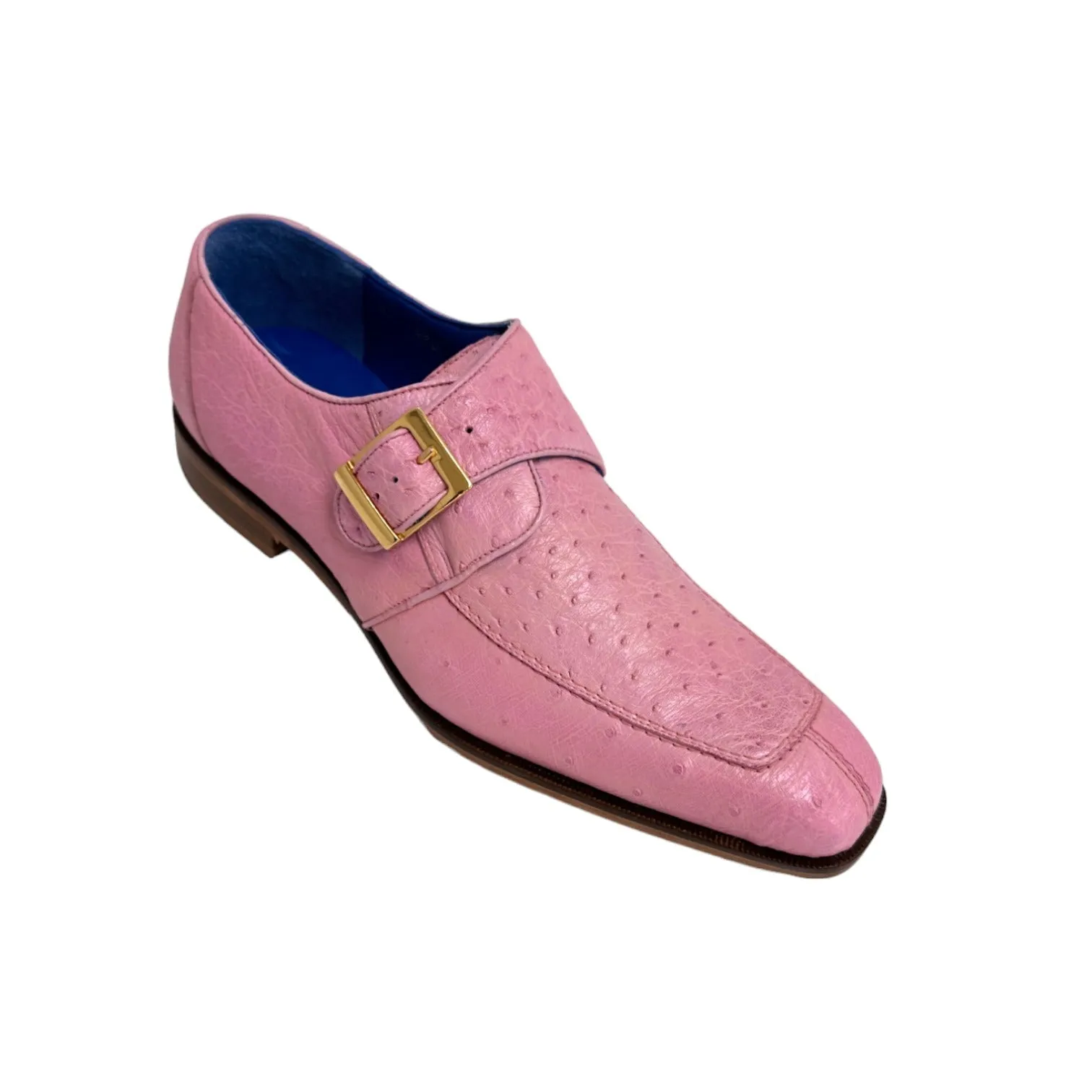 Belvedere Josh 114011 Men's Shoes Rose Pink Genuine Ostrich Split-Toe Monk-strap Loafers (BV3140)