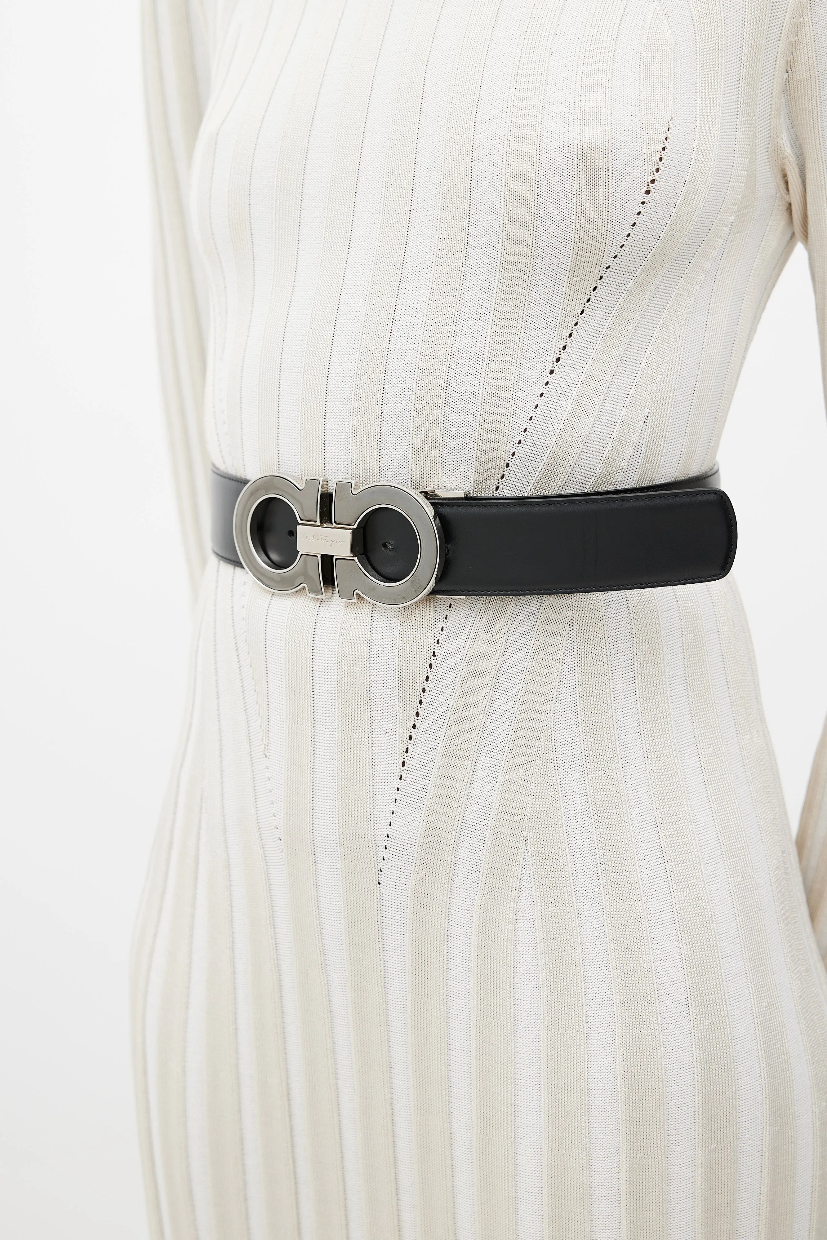 Black & Brown Gancini Reversible Leather Belt