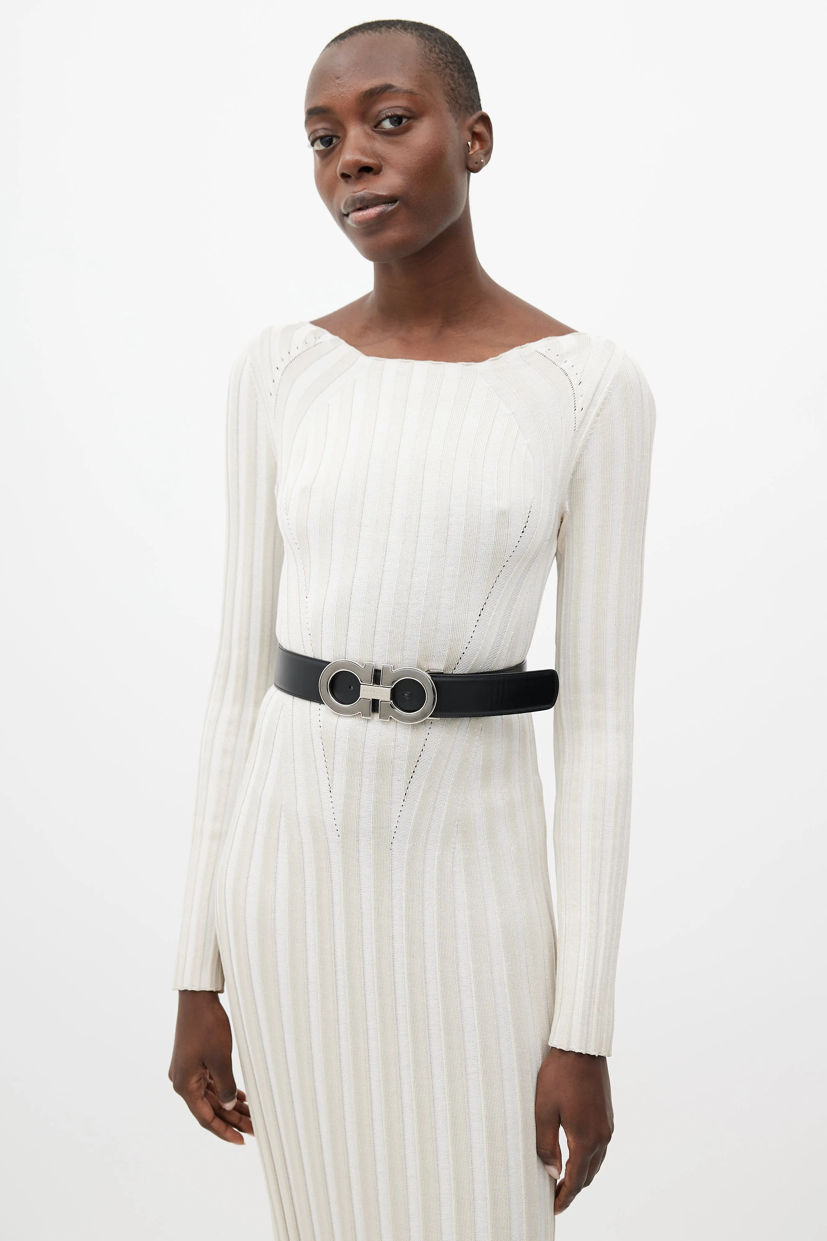 Black & Brown Gancini Reversible Leather Belt