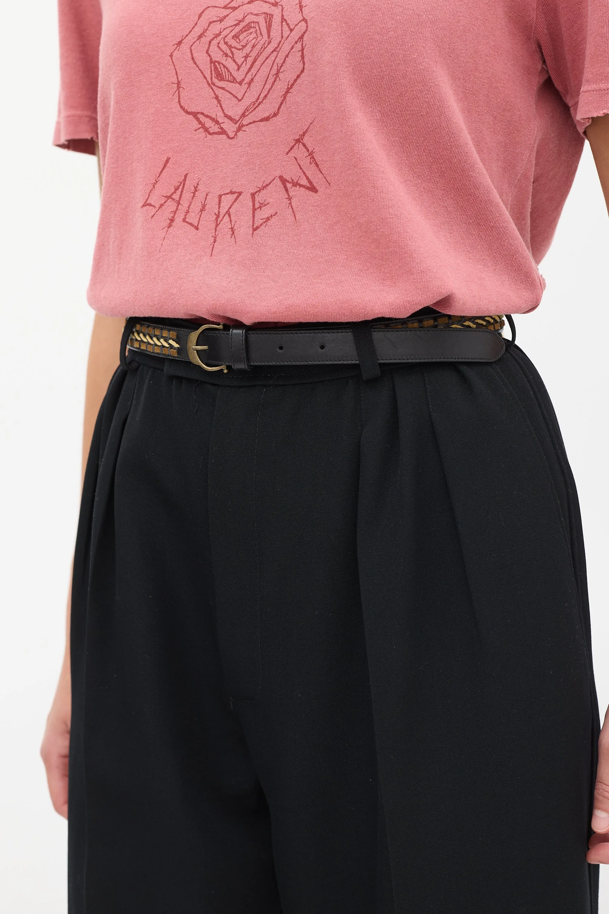 Black & Brown Leather Laced Belt