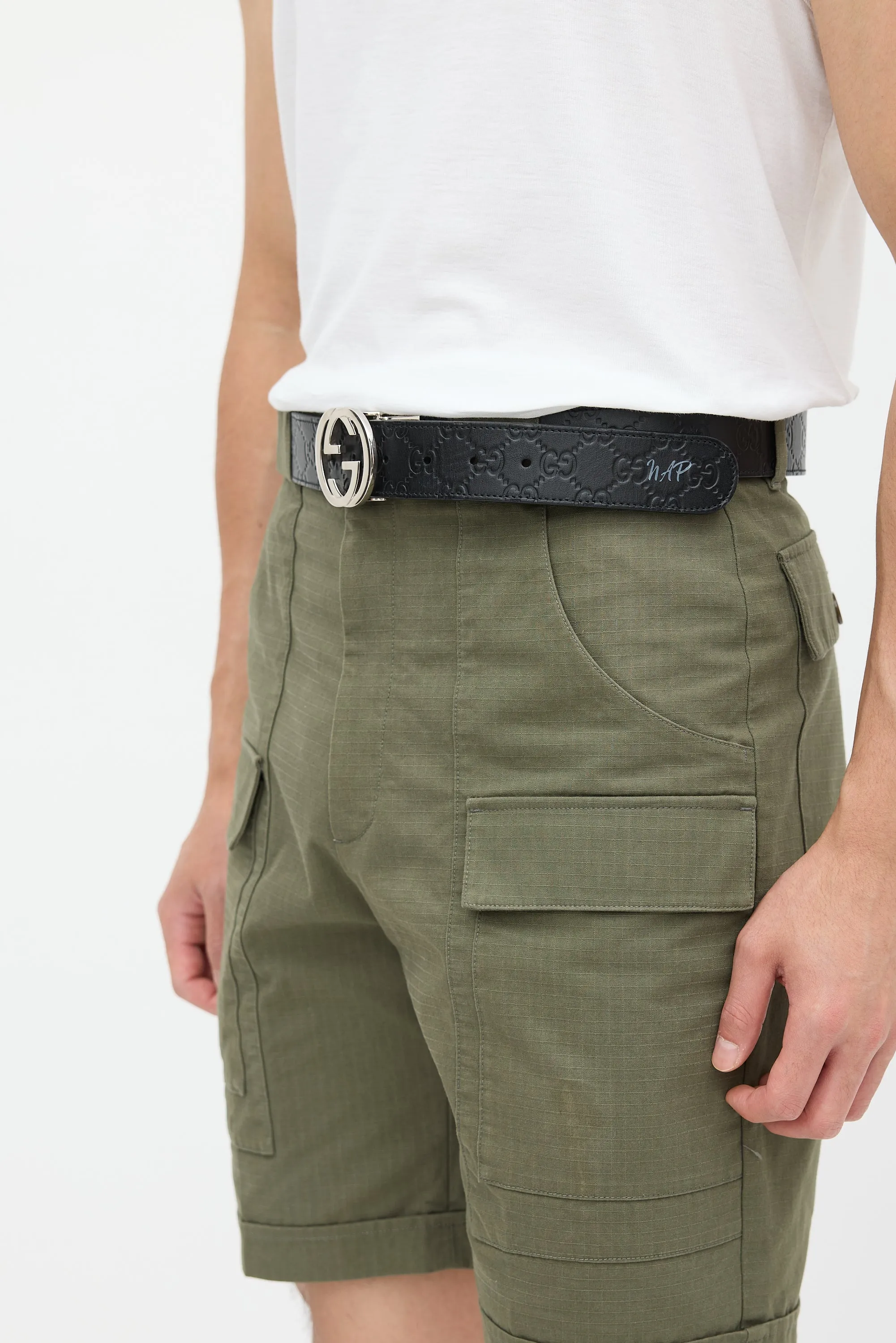 Black & Brown Leather Reversible Monogram Belt