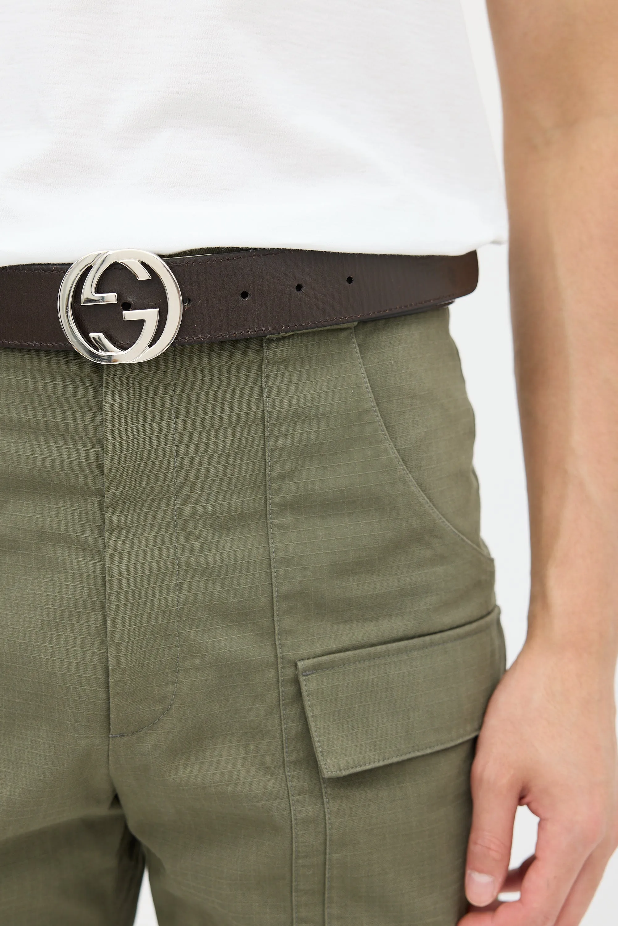 Black & Brown Leather Reversible Monogram Belt
