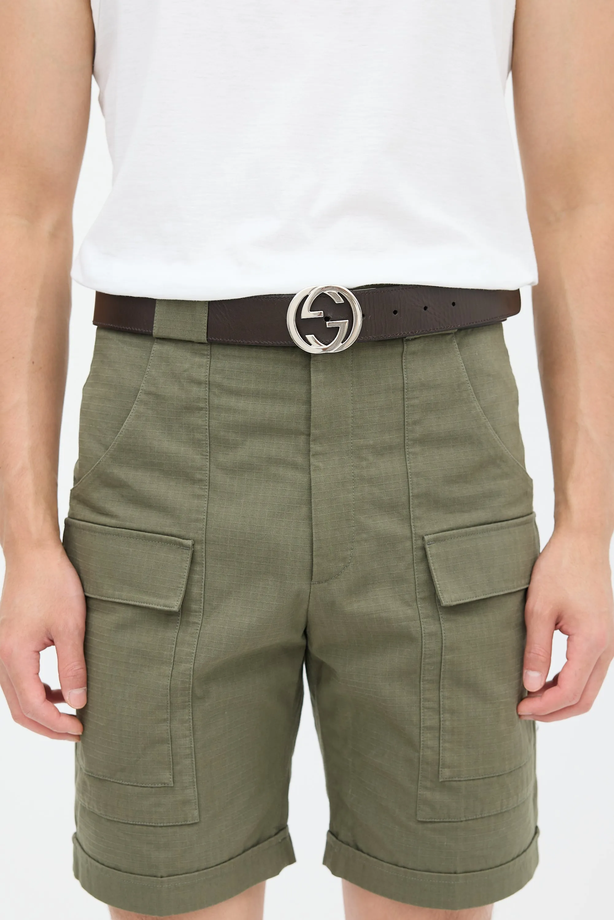 Black & Brown Leather Reversible Monogram Belt