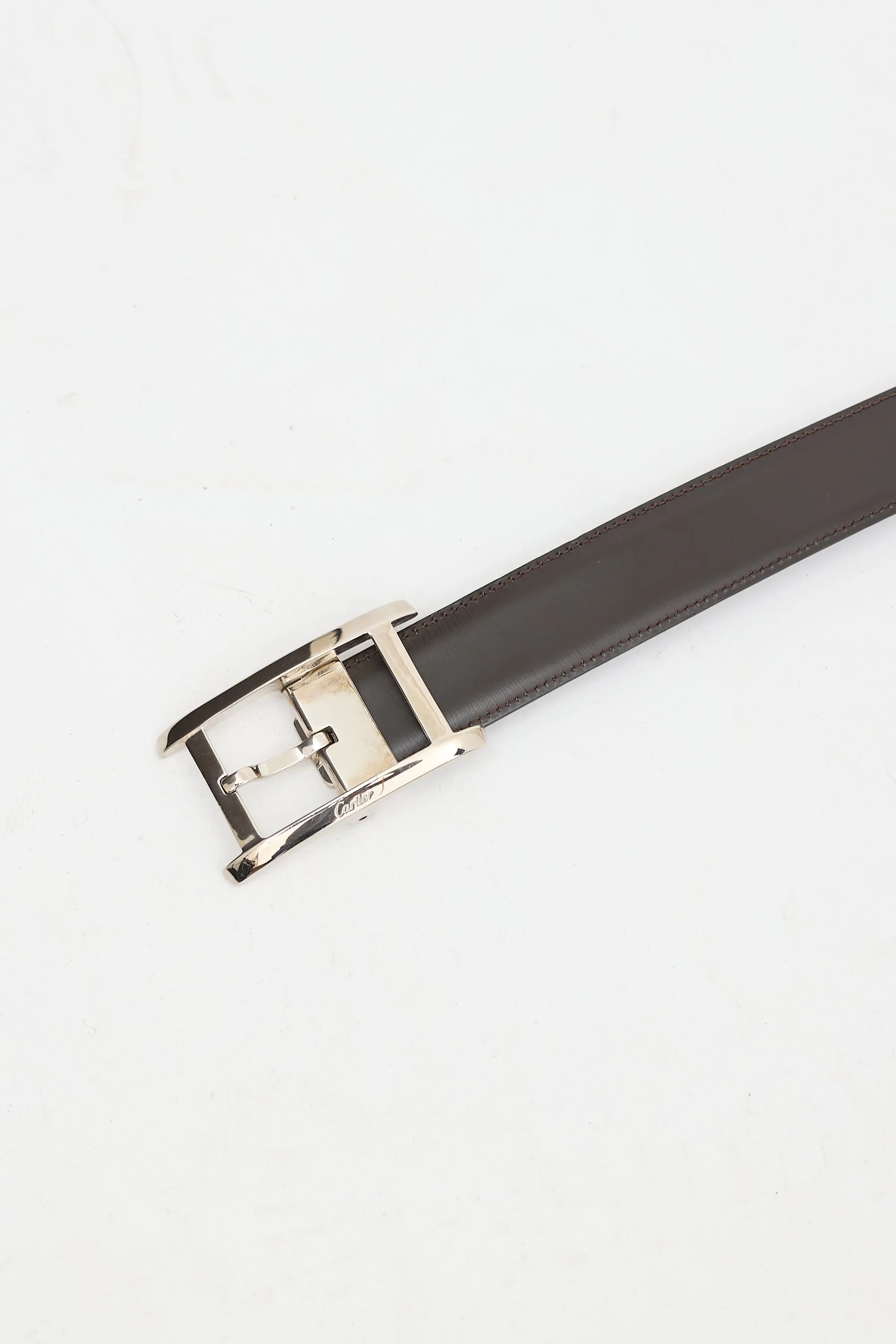 Black & Brown Leather Reversible Tank De Cartier Belt