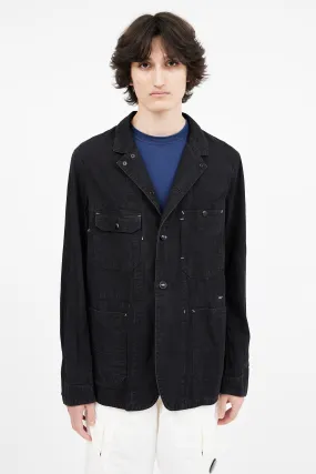 Black Contrast Stitch Utility Shirt