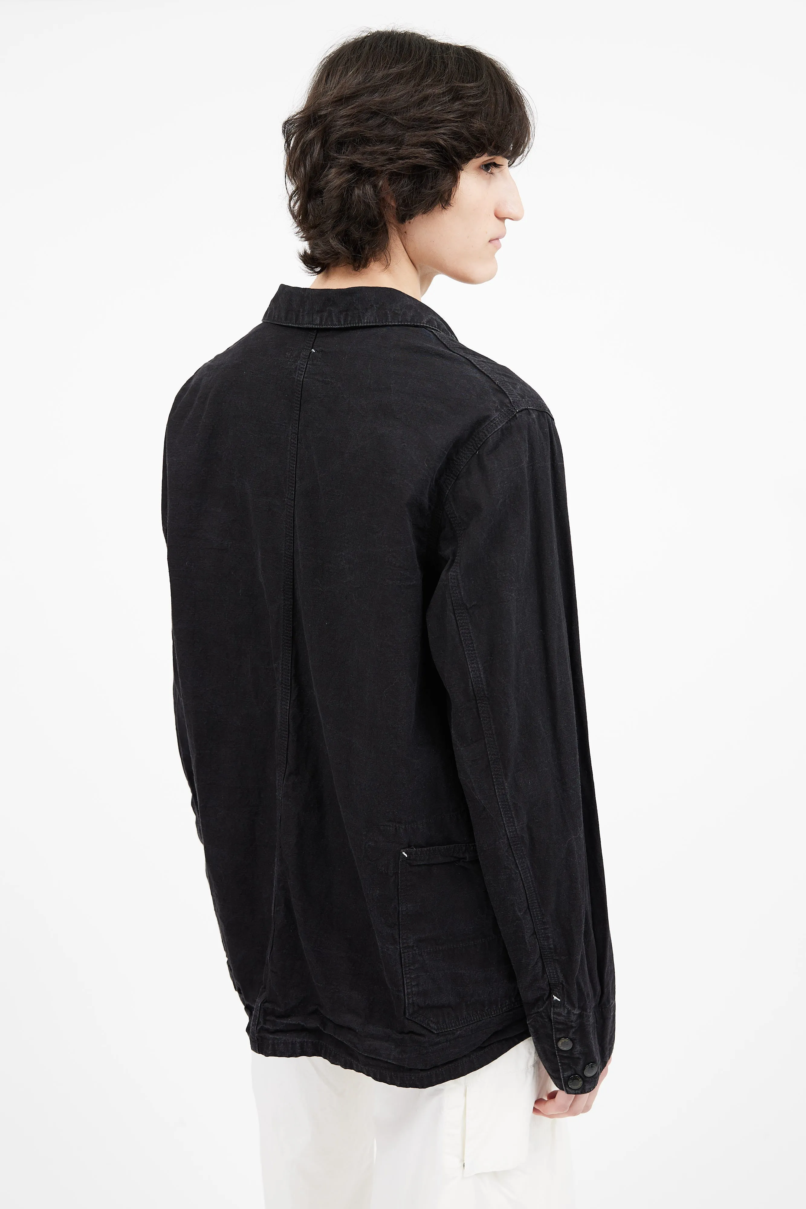 Black Contrast Stitch Utility Shirt