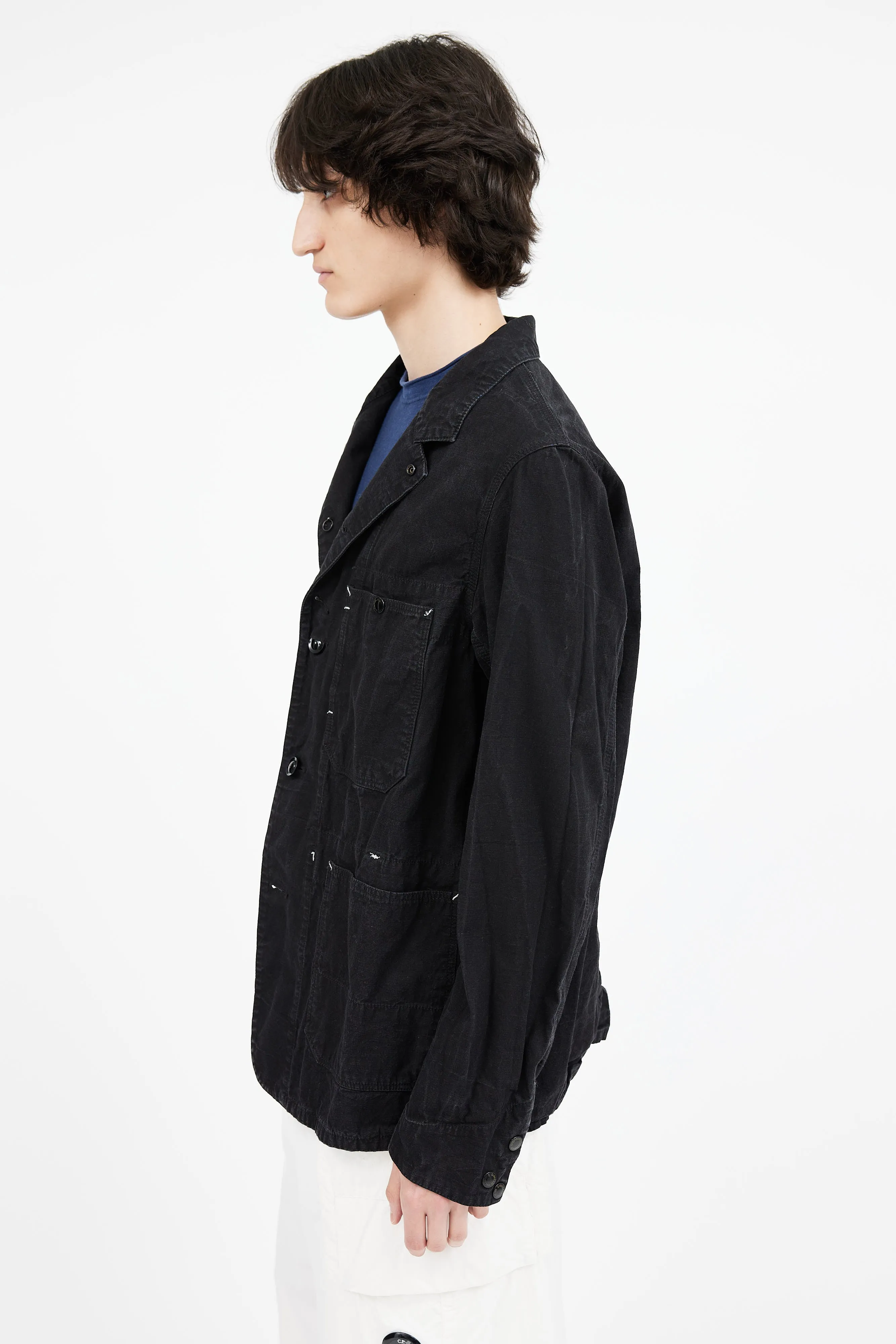 Black Contrast Stitch Utility Shirt