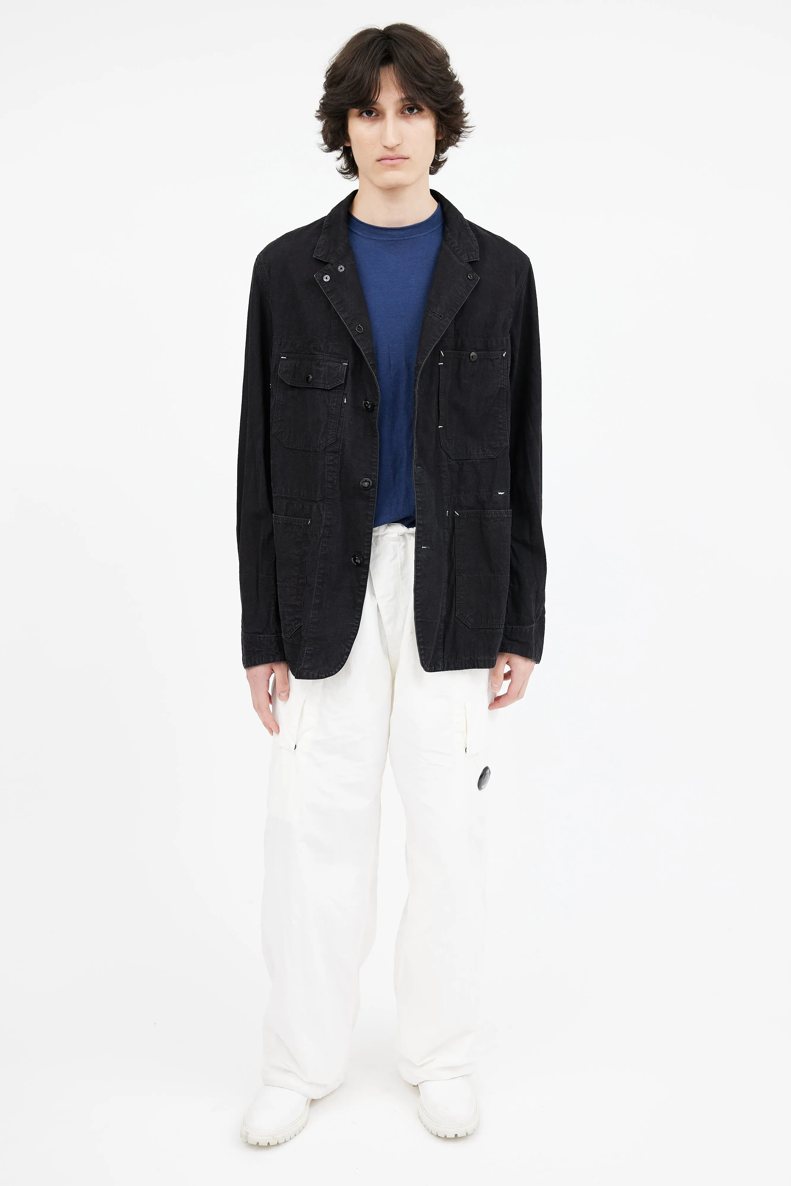 Black Contrast Stitch Utility Shirt