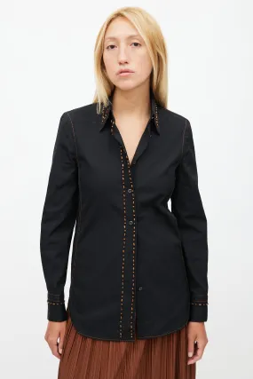 Black Embroidery Wood Shirt