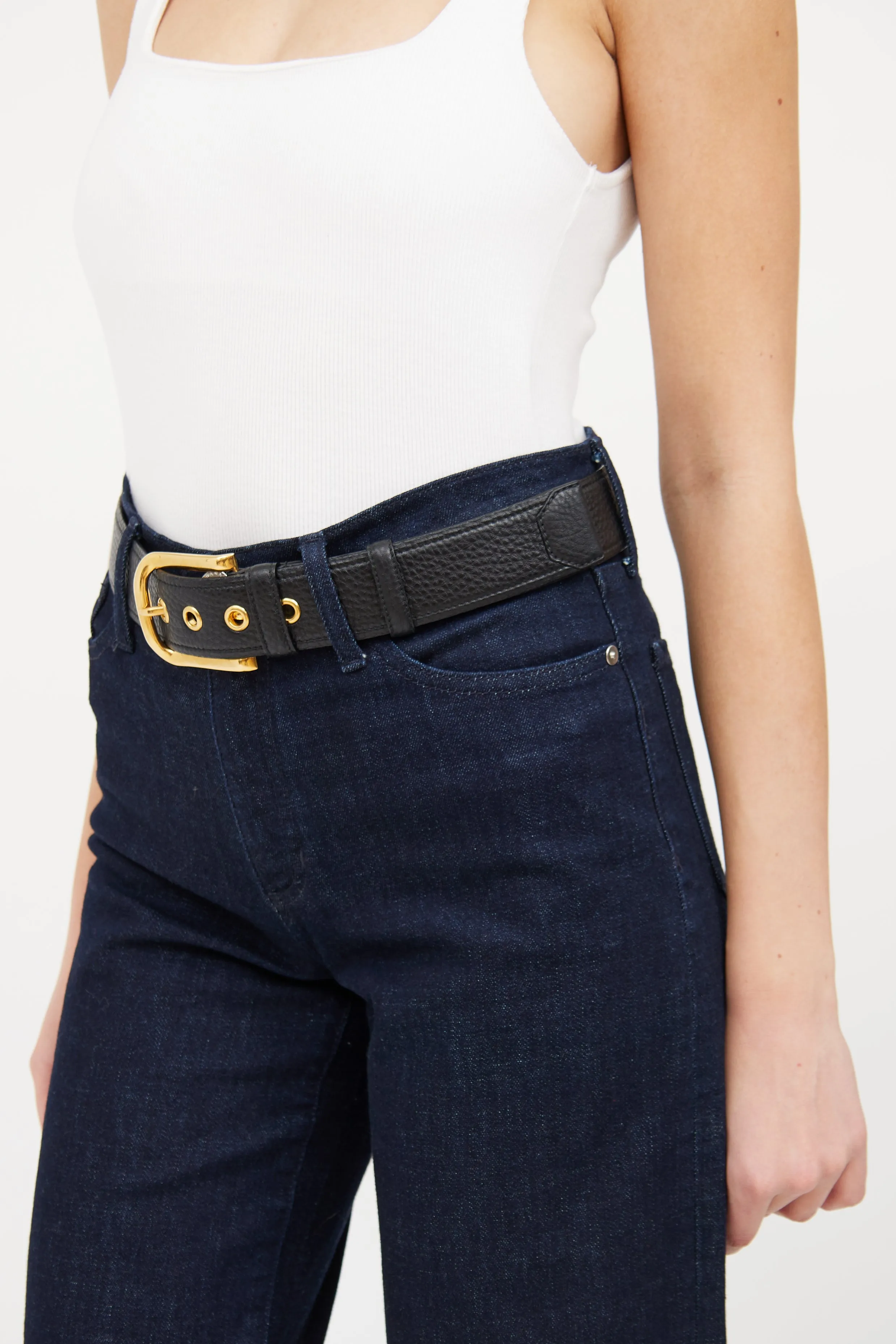 Black Leather & Gold Tone Belt