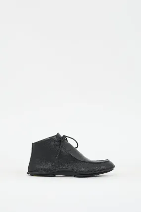 Black Leather Car Shoe Derby Boot