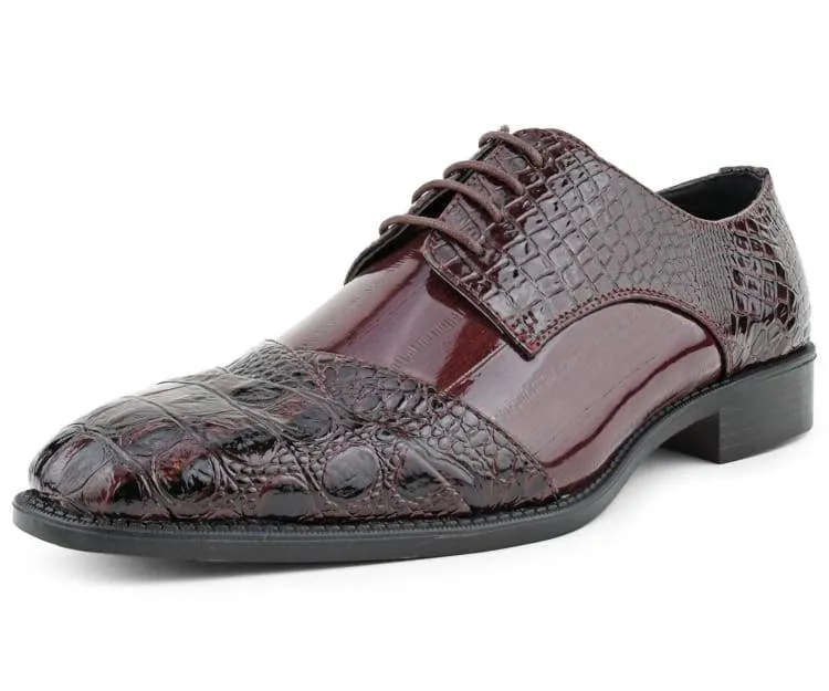 Bolano Bandit Burgundy Men's Croco Oxford Shoes