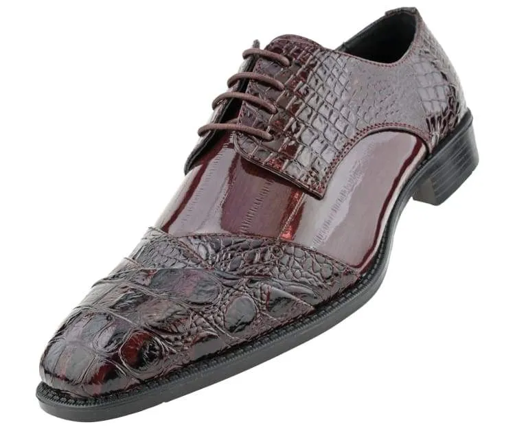 Bolano Bandit Burgundy Men's Croco Oxford Shoes