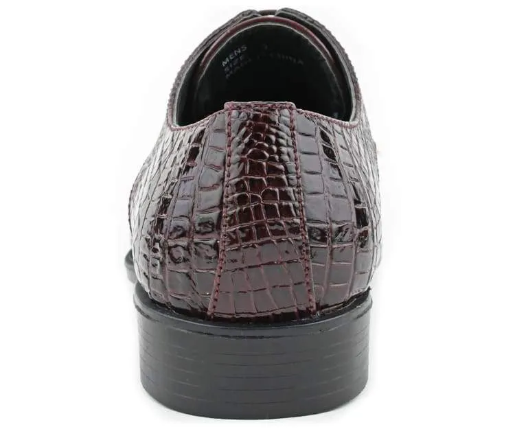 Bolano Bandit Burgundy Men's Croco Oxford Shoes