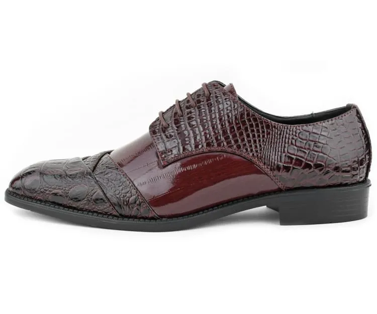 Bolano Bandit Burgundy Men's Croco Oxford Shoes