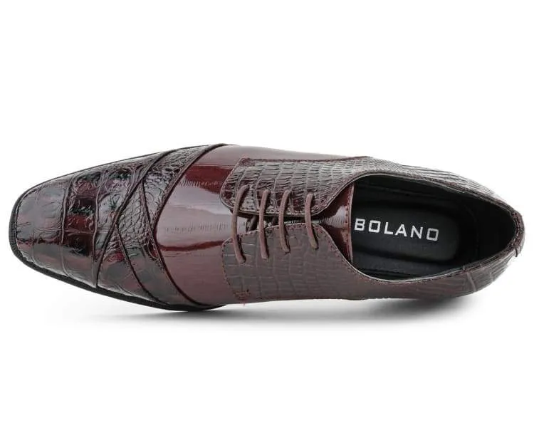 Bolano Bandit Burgundy Men's Croco Oxford Shoes