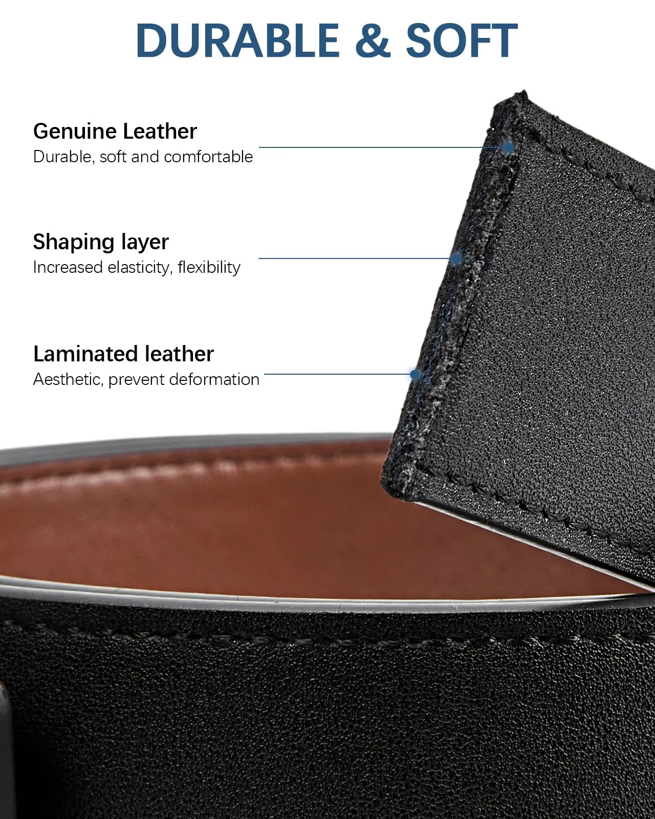 BOSTANTEN Belt Men Leather Reversible Belts for Men 1 3/8" for Casual Golf Dress Pants, Two-in-One Belt Gift