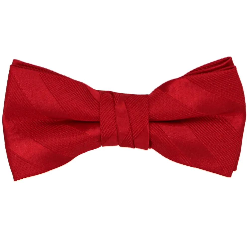 Boys' Red Elite Striped Bow Tie