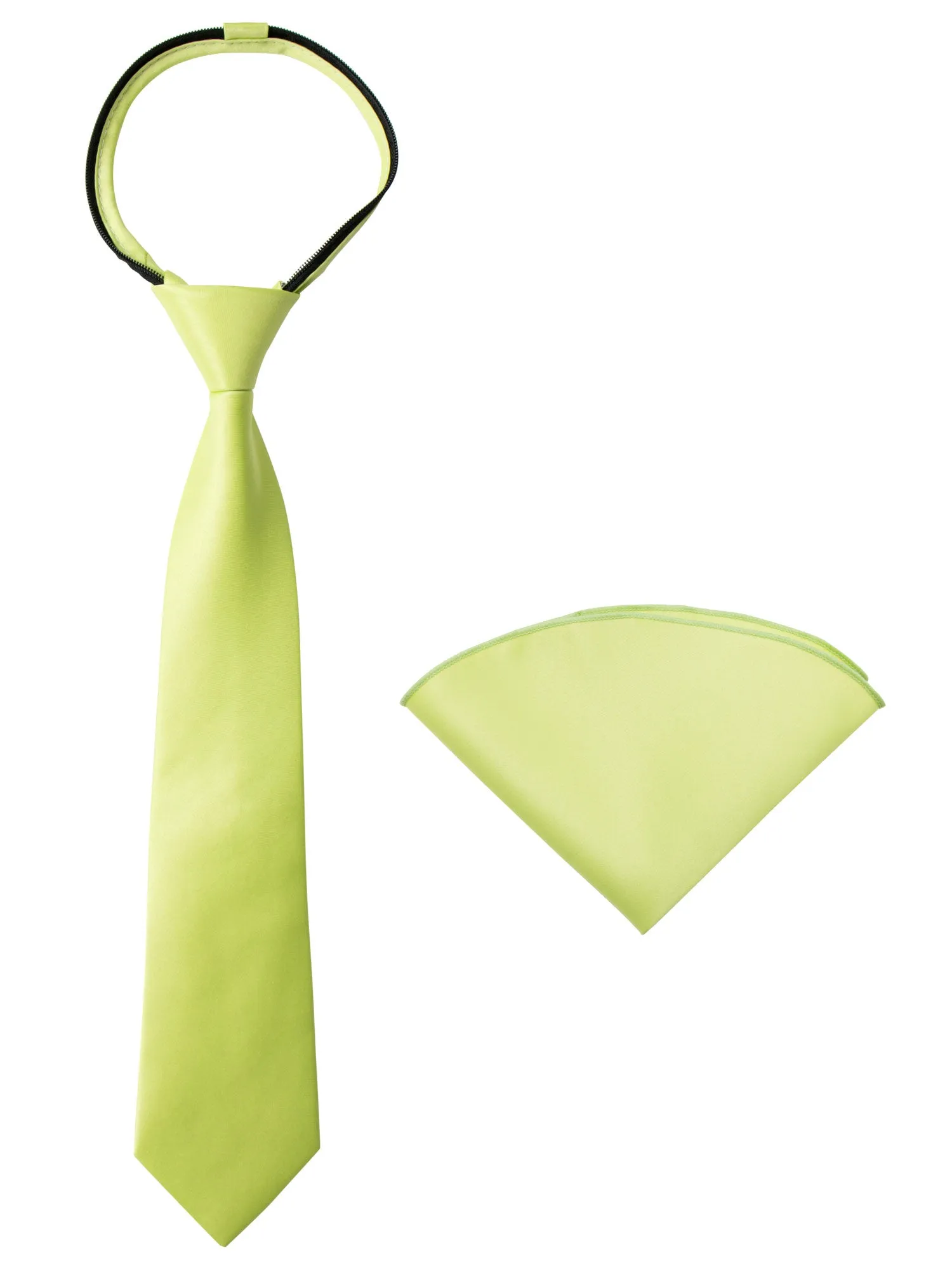 Boys' Satin Zipper Necktie and Handkerchief Set