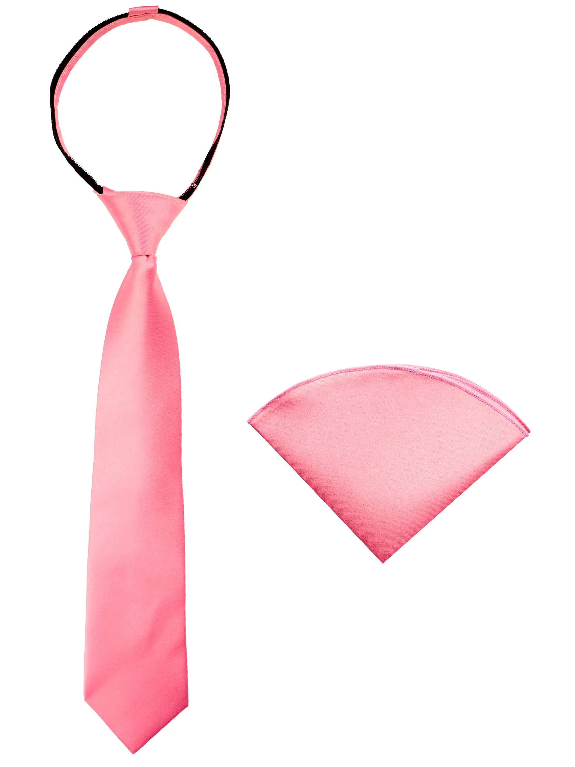 Boys' Satin Zipper Necktie and Handkerchief Set