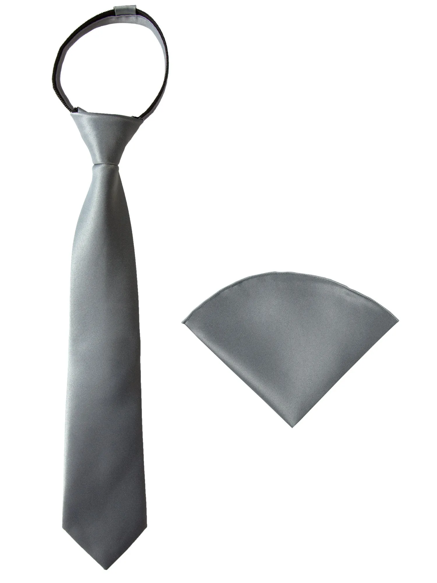 Boys' Satin Zipper Necktie and Handkerchief Set