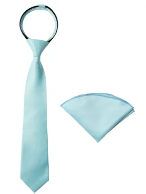 Boys' Satin Zipper Necktie and Handkerchief Set