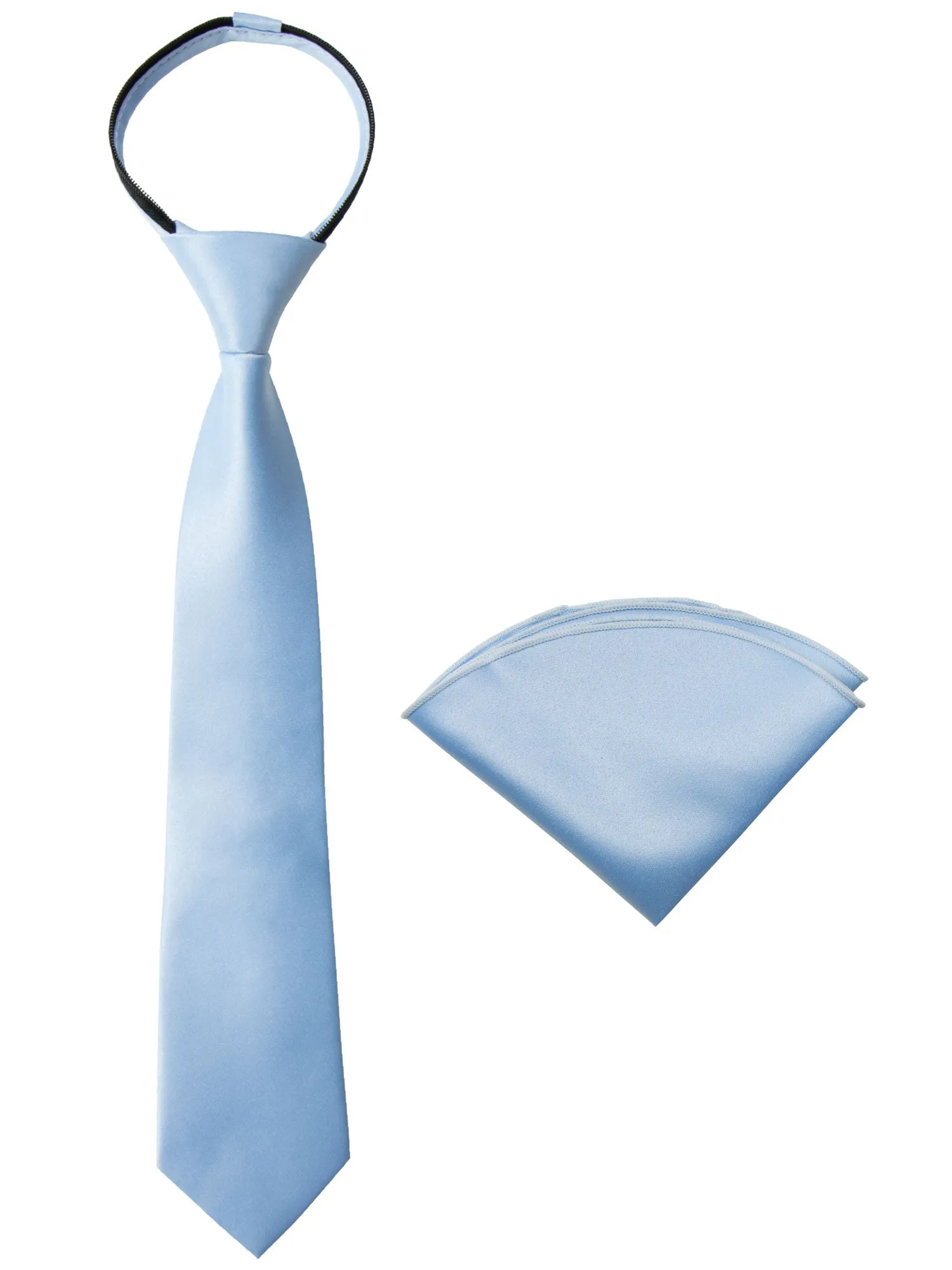 Boys' Satin Zipper Necktie and Handkerchief Set