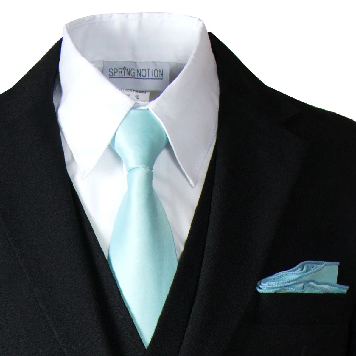 Boys' Satin Zipper Necktie and Handkerchief Set
