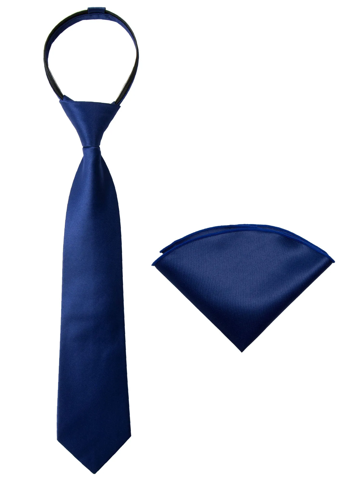 Boys' Satin Zipper Necktie and Handkerchief Set