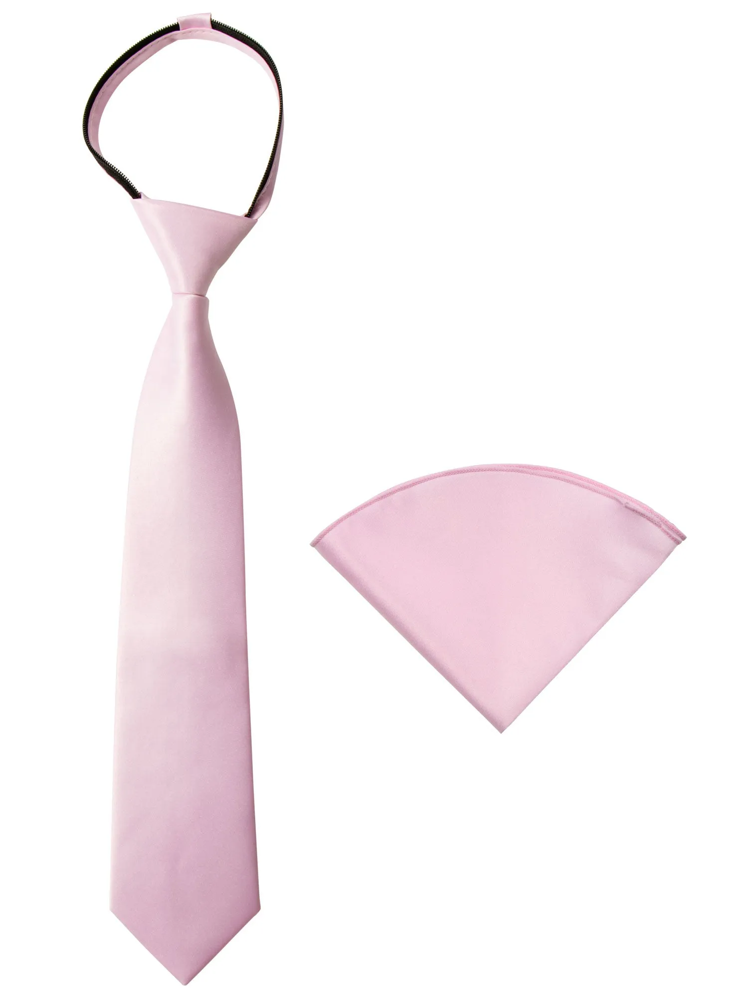 Boys' Satin Zipper Necktie and Handkerchief Set