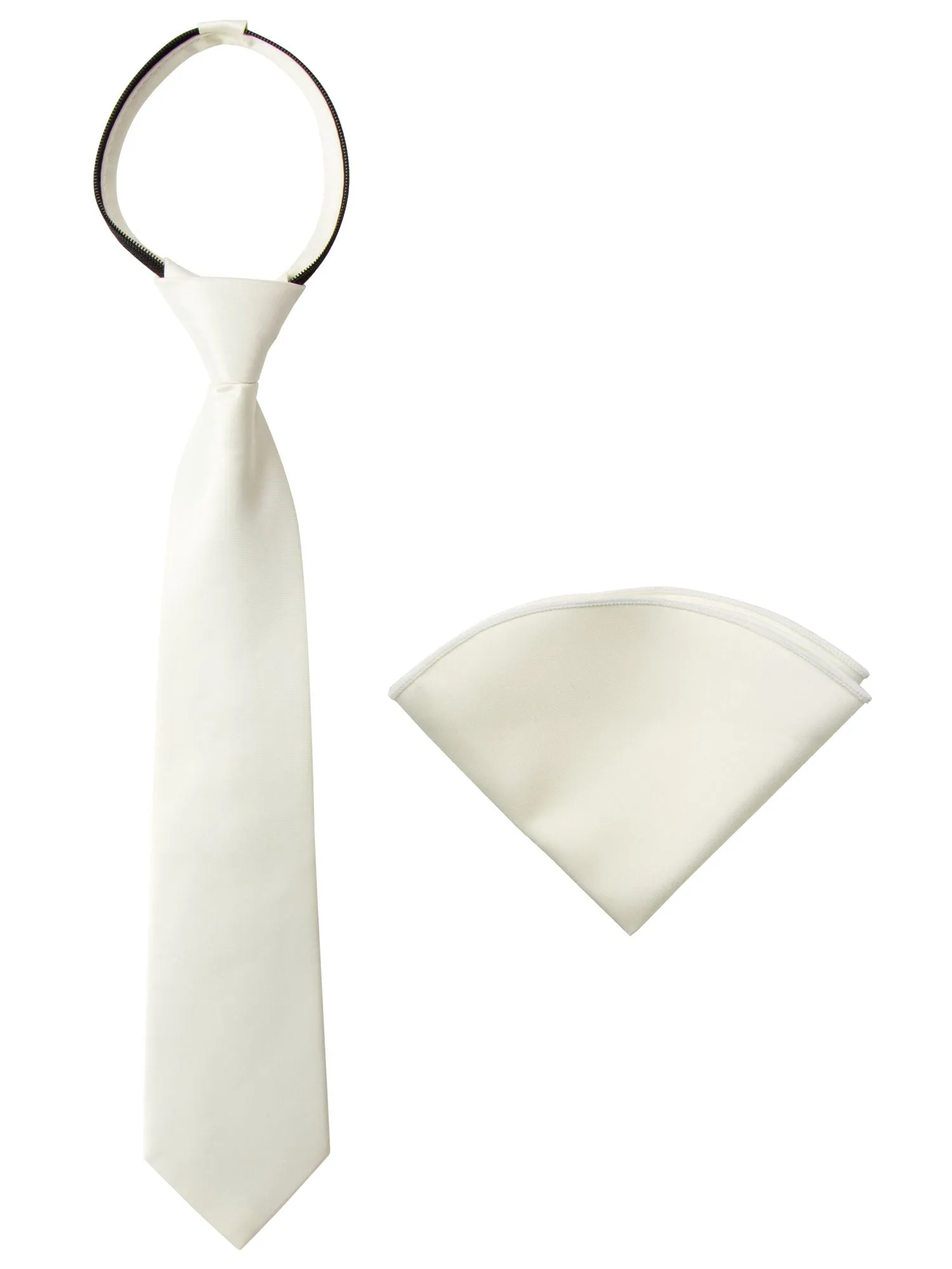 Boys' Satin Zipper Necktie and Handkerchief Set