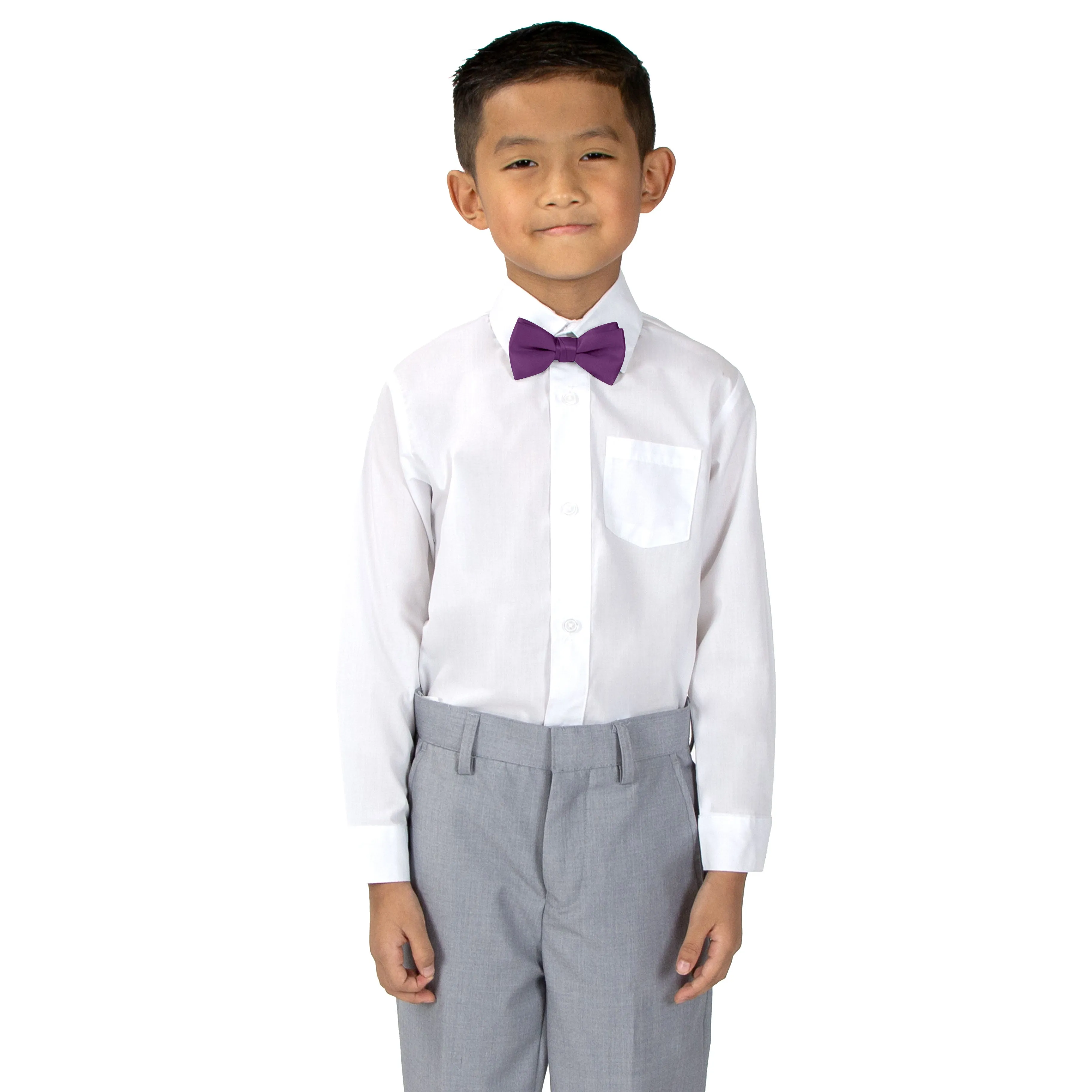 Boys' Solid Color Pre-Tied Satin Bow Tie