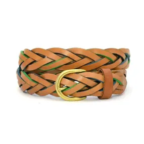 BRETT - Mens Tan Plaited Genuine Leather belt