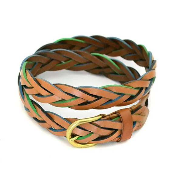 BRETT - Mens Tan Plaited Genuine Leather belt